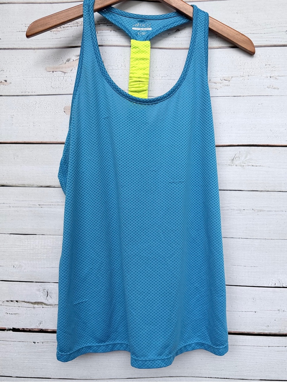 bcg Teal Mesh Racerback Tank with Neon Yellow Back Strap